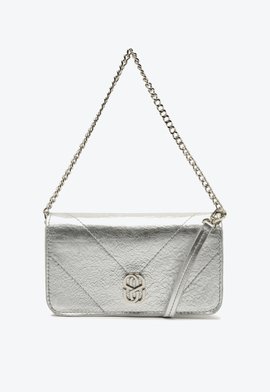 Bolsa Couro Shoulder Prateada