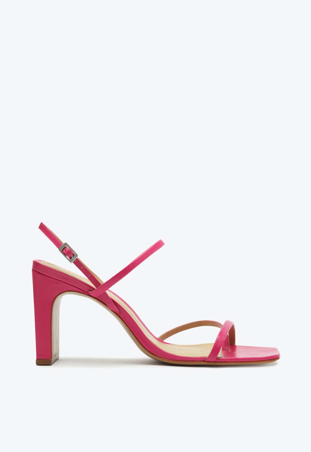 Sandália salto bloco couro rosa | Schutz