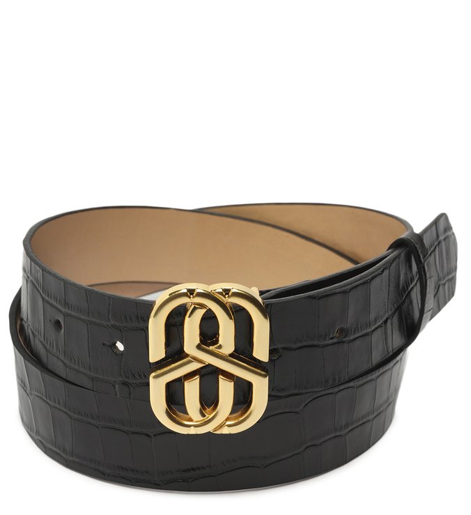 Cinto de Couro Croco Emblem Preto