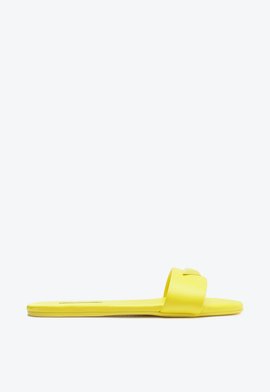 Chinelo Casual Flats Couro Amarelo
