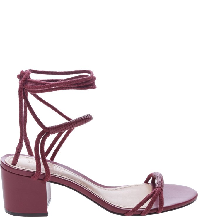 Sandália Minimal Block Heel Com Amarração Wine Sandália Minimal Block Heel Com Amarração Wine