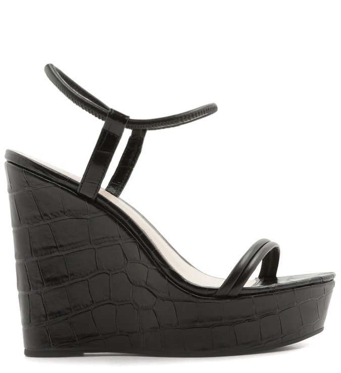 Sandália Anabela Croco Black Sandália Anabela Croco Black
