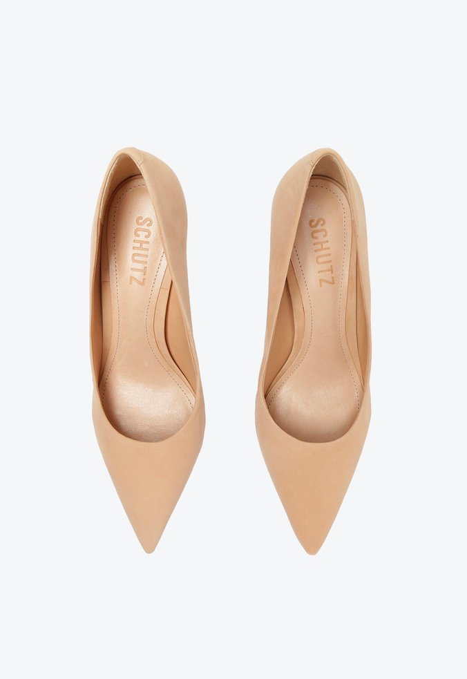 Sapato Scarpin Salto Alto Fino Nobuck Bege Sapato Scarpin Salto Alto Fino Nobuck Bege
