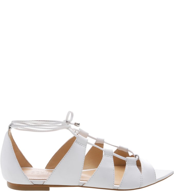 Flat Lace-Up Folha White Flat Lace-Up Folha White