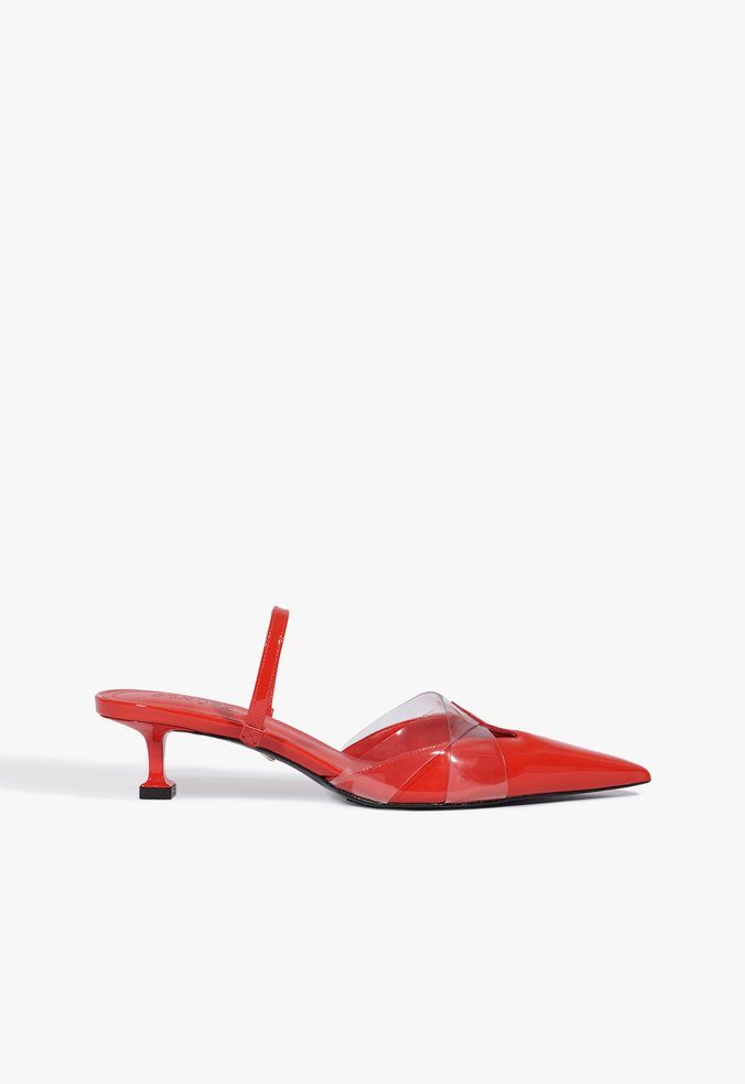 SCARPIN MULE SALTO MID VINIL VERMELHO