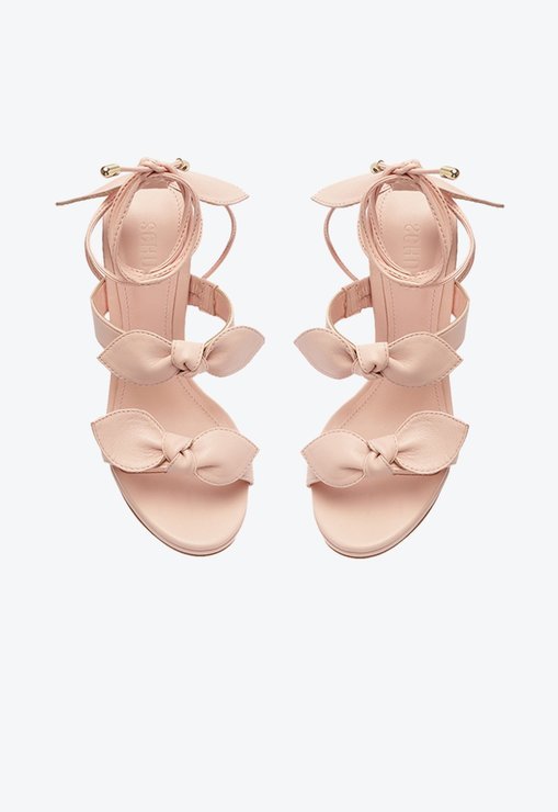Sandália Meia Pata Alia Laço Couro Rosa