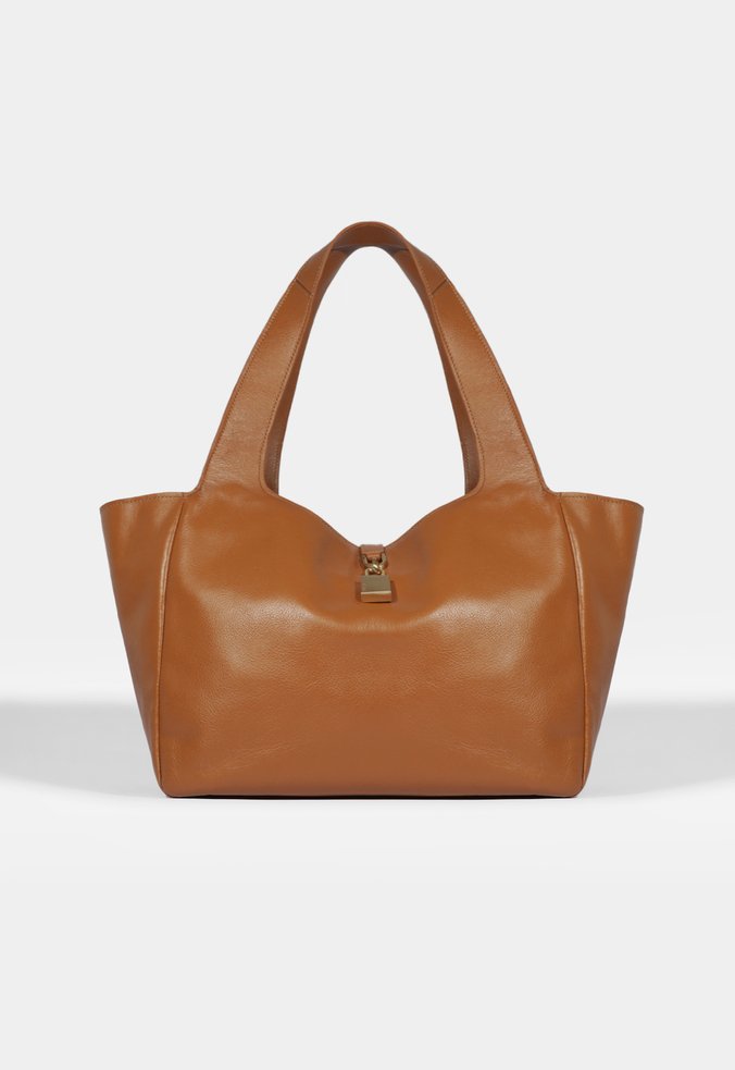 Bolsa Shopping Couro Cadeado Marrom