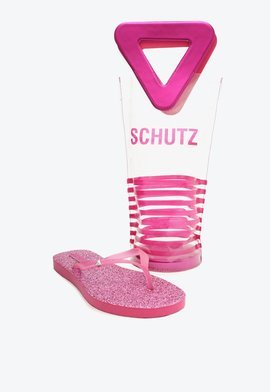 Kit Chinelo Glitter Bolsa Vinil Pink