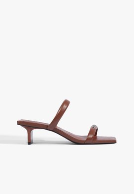 Sandália Mule Glam Couro Marrom