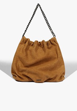 Bolsa Hobo Aryen Camurça Croco Marrom Clara