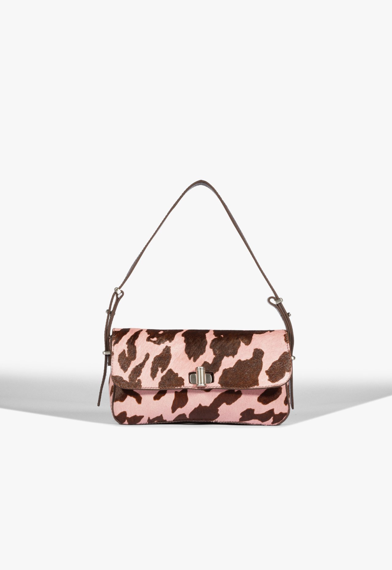 Bolsa Shoulder June Pelo Rosa e Marrom | Schutz