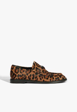 Mocassim Flat Couro Animal Print
