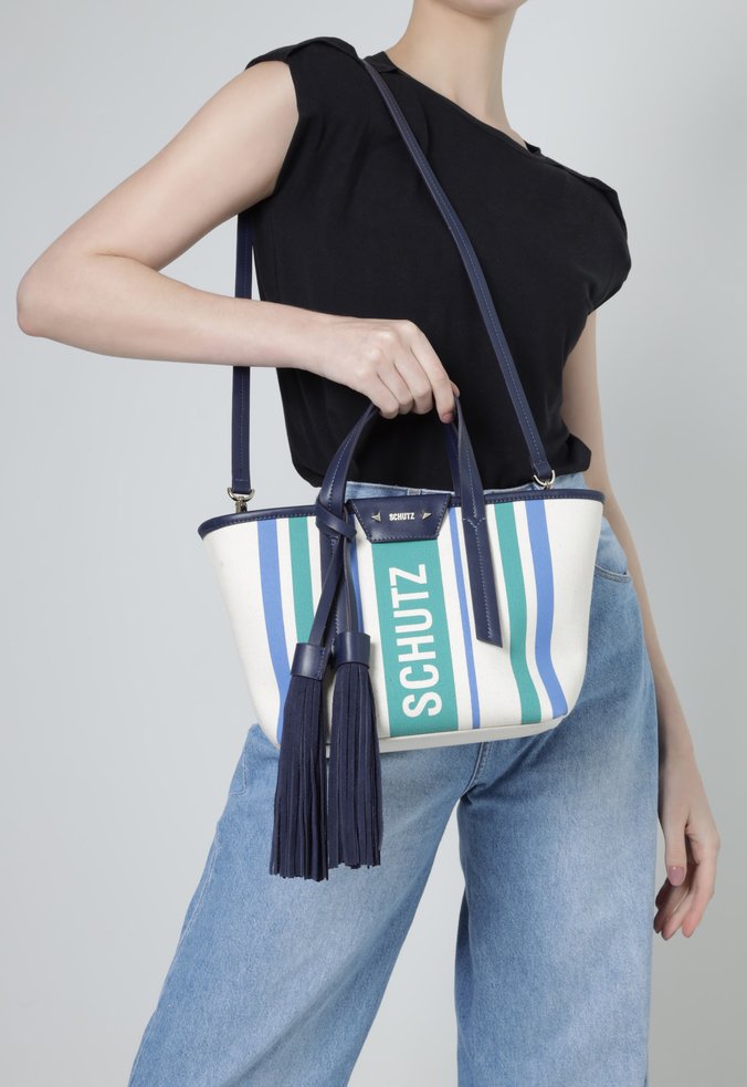 Bolsa Mini Tote Lanna Lona Listras Verde