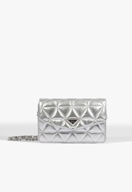Bolsa Pequena Tiracolo 944 Matelassê Couro Prata