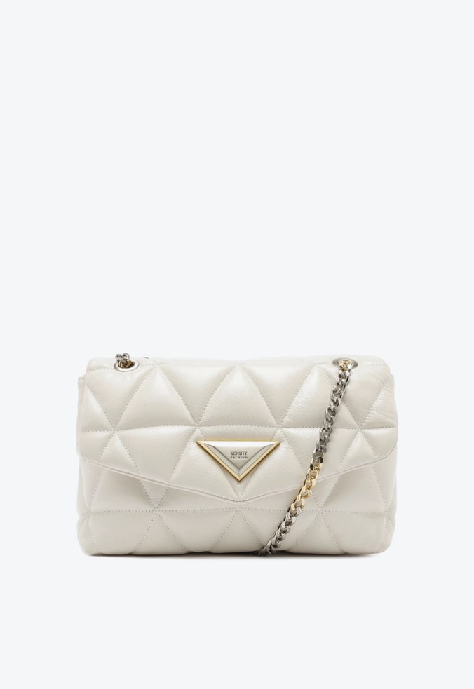 Bolsa Shoulder Couro Matelassê Off White