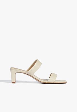Sandália Mule Salto Couro Nude