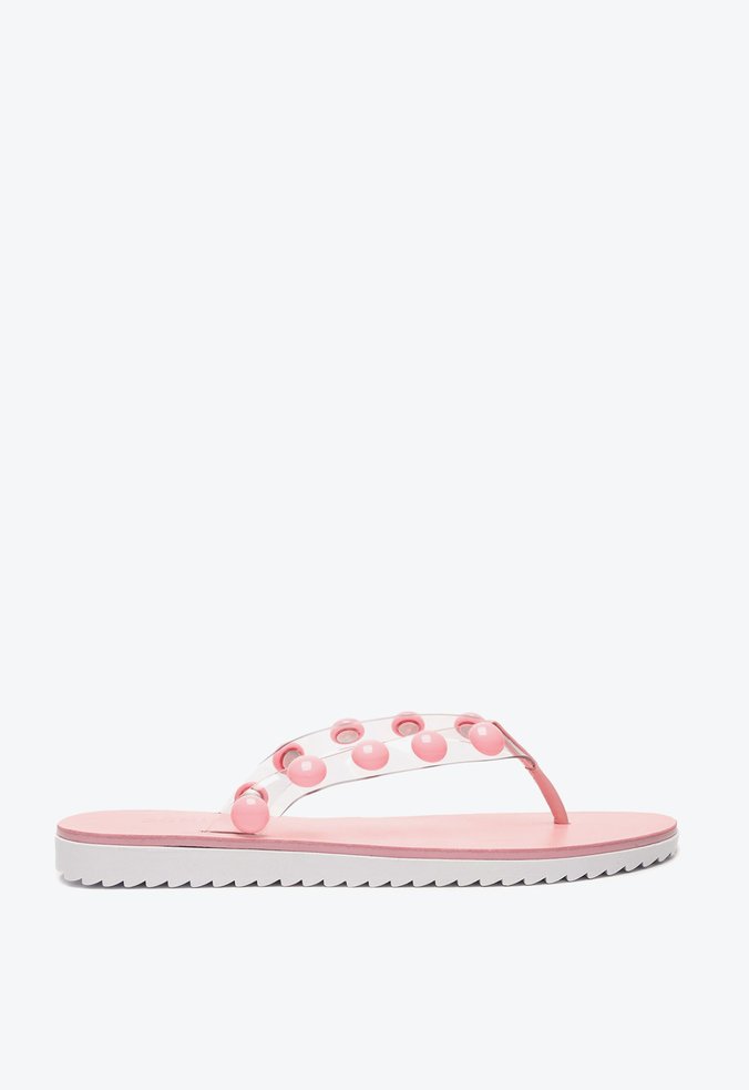 Chinelo Vinil Pedraria Rosa Claro