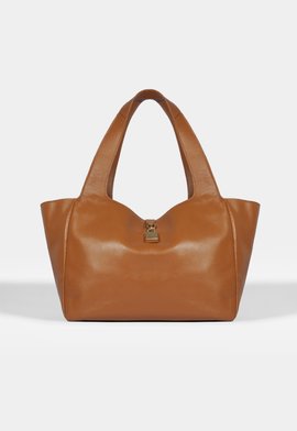 Bolsa Shopping Couro Cadeado Marrom