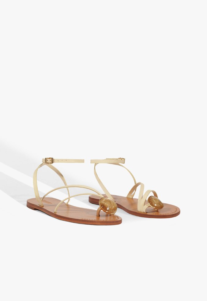 Sandália Rasteira Azure Couro Branco | Schutz