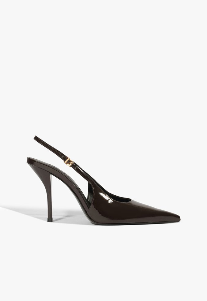 Scarpin Slingback Mid Couro Marrom