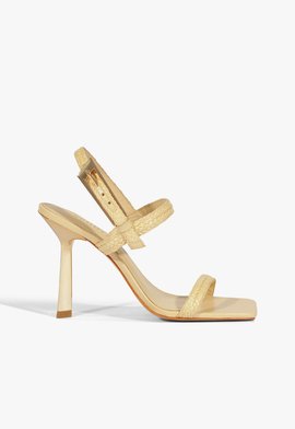 Sandália Fivela Couro Amarela