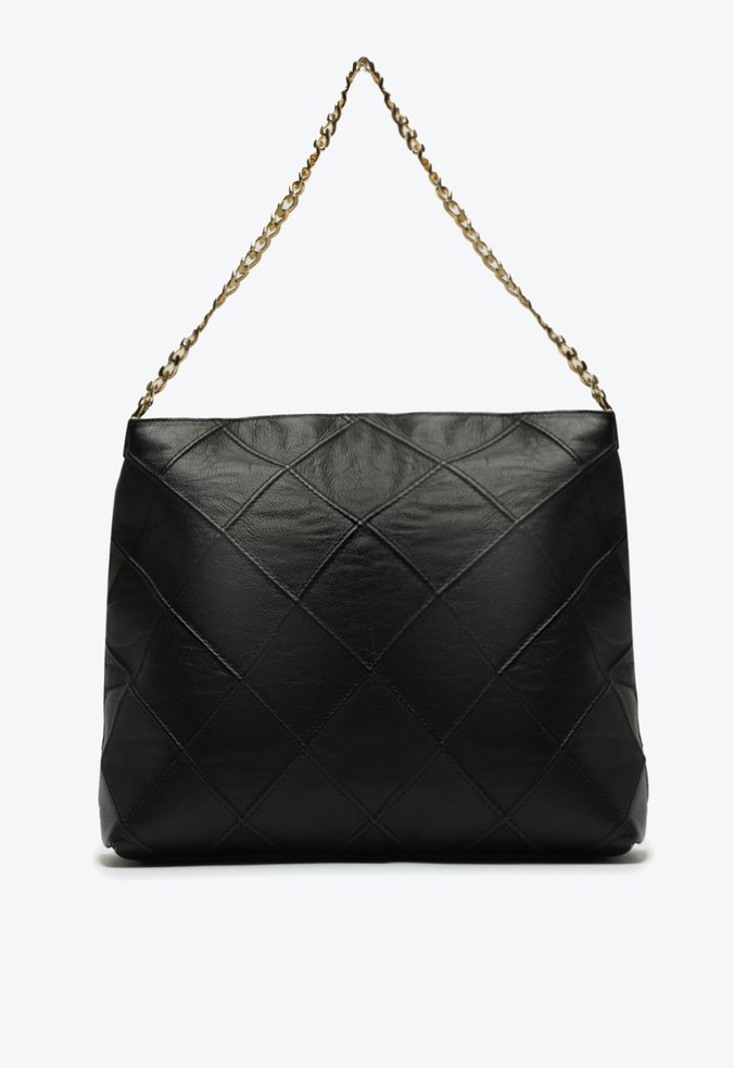 Bolsa Maxi Shoulder Couro Preta