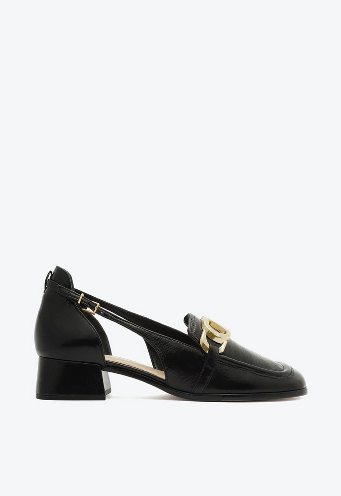Mocassim Salto Baixo Preto