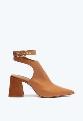 Scarpin Aberto Couro Marrom