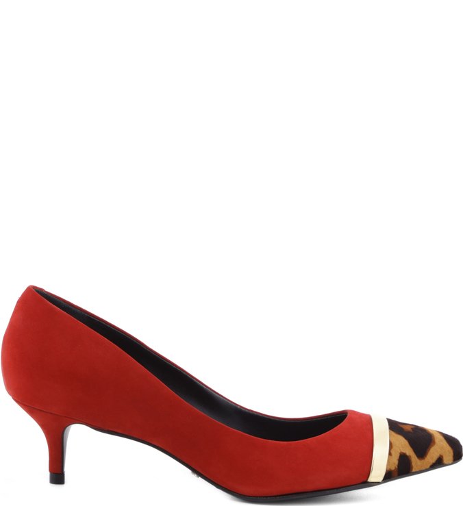 Scarpins Cap Toe Animal Print Red