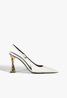 Scarpin Slingback Elisha Pump Couro Branco