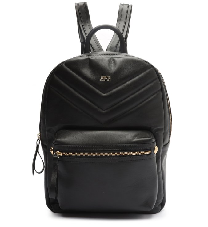 Mochila Cameron Couro Matelassê Preta