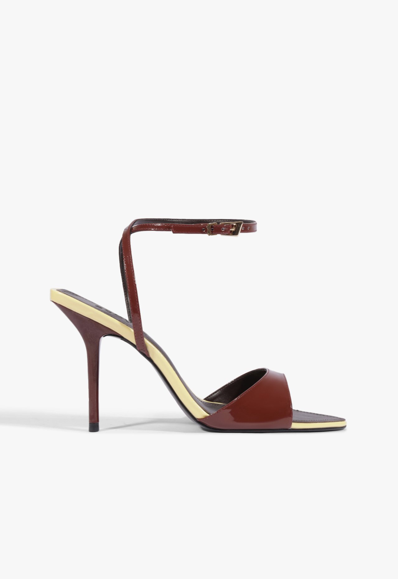Vista 2 Sandália Salto Elodie Buckle Verniz Couro Vinho | Schutz Schutz BR Vermelho Schutz BR Vermelho