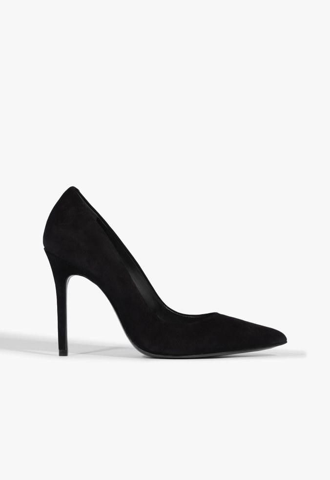 Sapato Scarpin Salto Fino Nobuck Preto