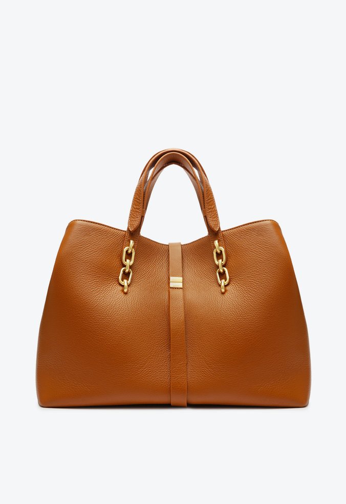 Bolsa Shopping June Couro Marrom