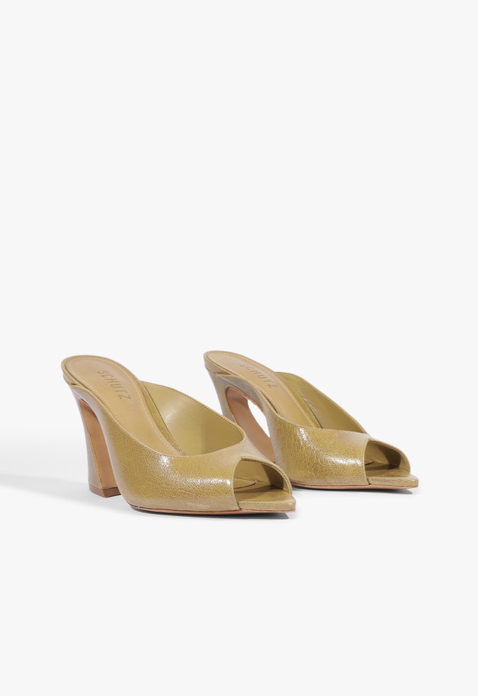 Mule Lexi Block Couro Verde Oliva | Schutz