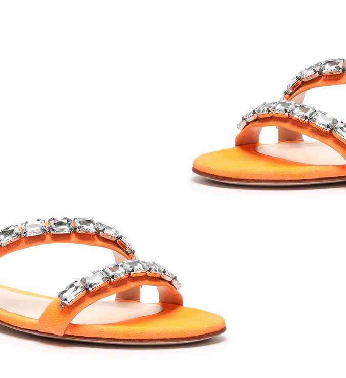 Rasteira Crystal Glam Neon Orange Rasteira Crystal Glam Neon Orange