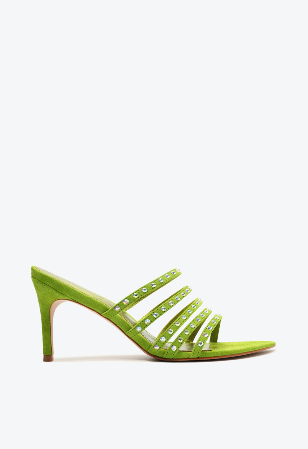 Tamanco Tiras Brilho Camurça Verde | Schutz