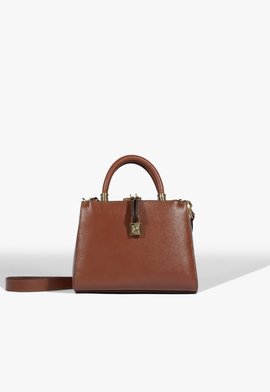 Bolsa Tote Média Couro Texturizado Marrom