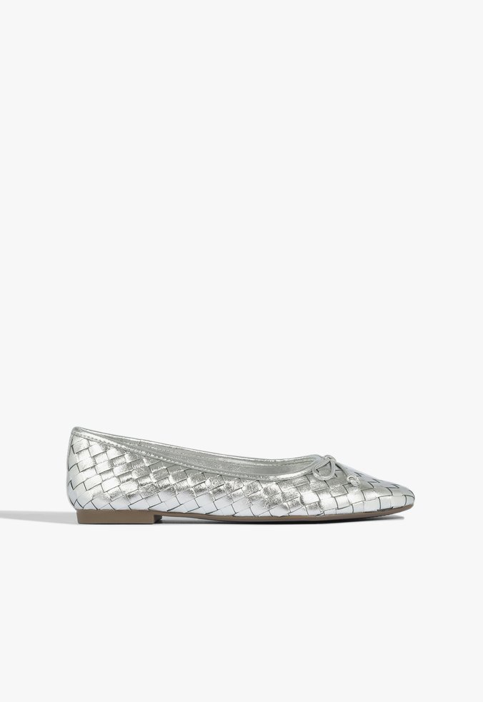 Sapatilha Casual Flats Couro Prata