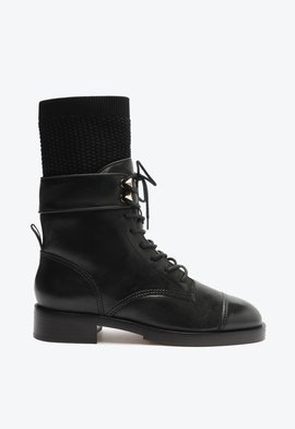 Bota Coturno Couro Preto