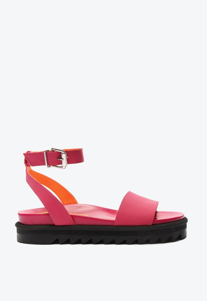 Sandália Papete Flatform Tratorada Nylon Rosa
