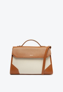 Bolsa Tote Grande Susan Lona Couro Marrom