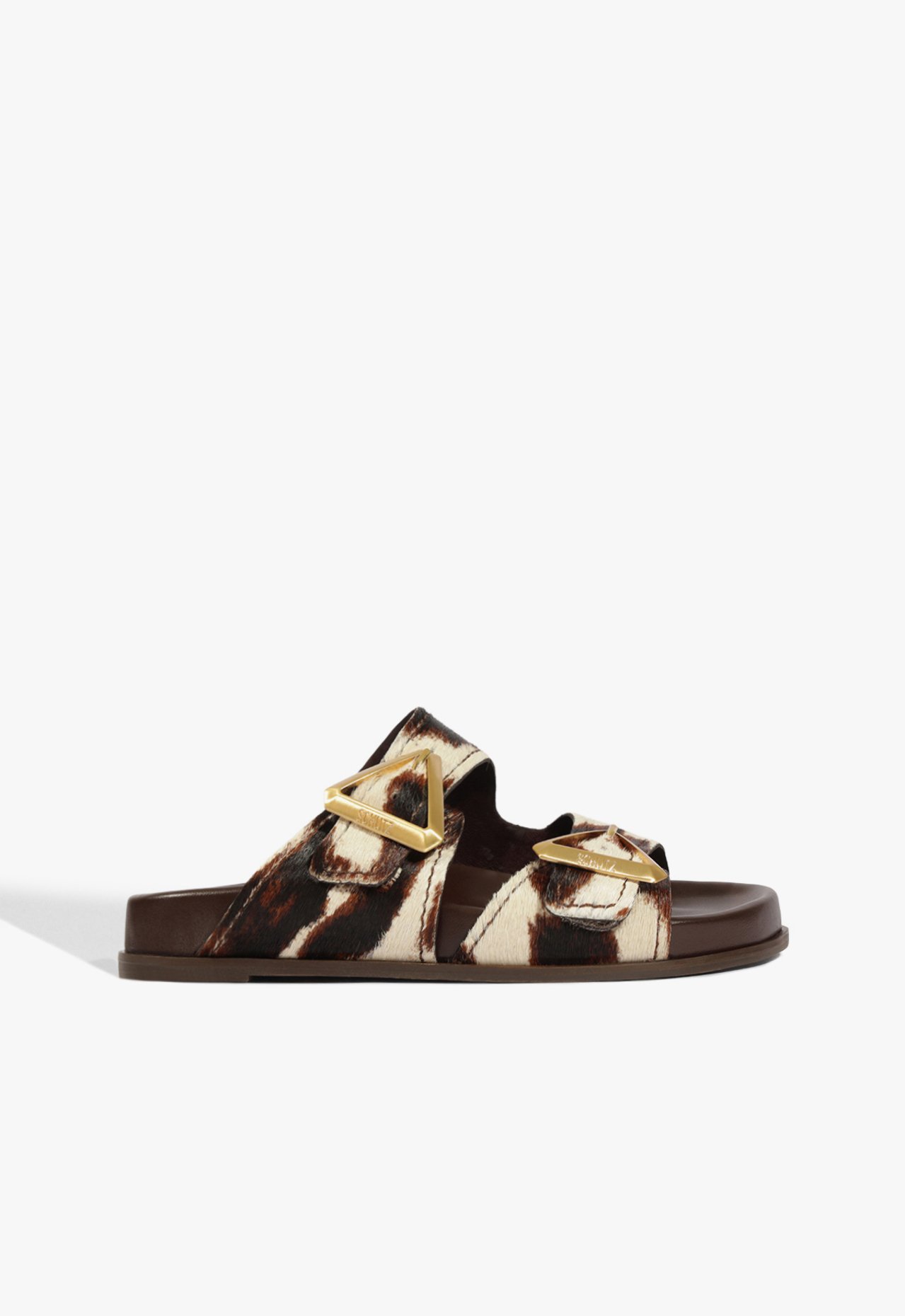 Sandália Papete Triangle Couro Animal Print | Schutz