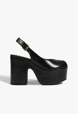 sandalia plataforma couro preto