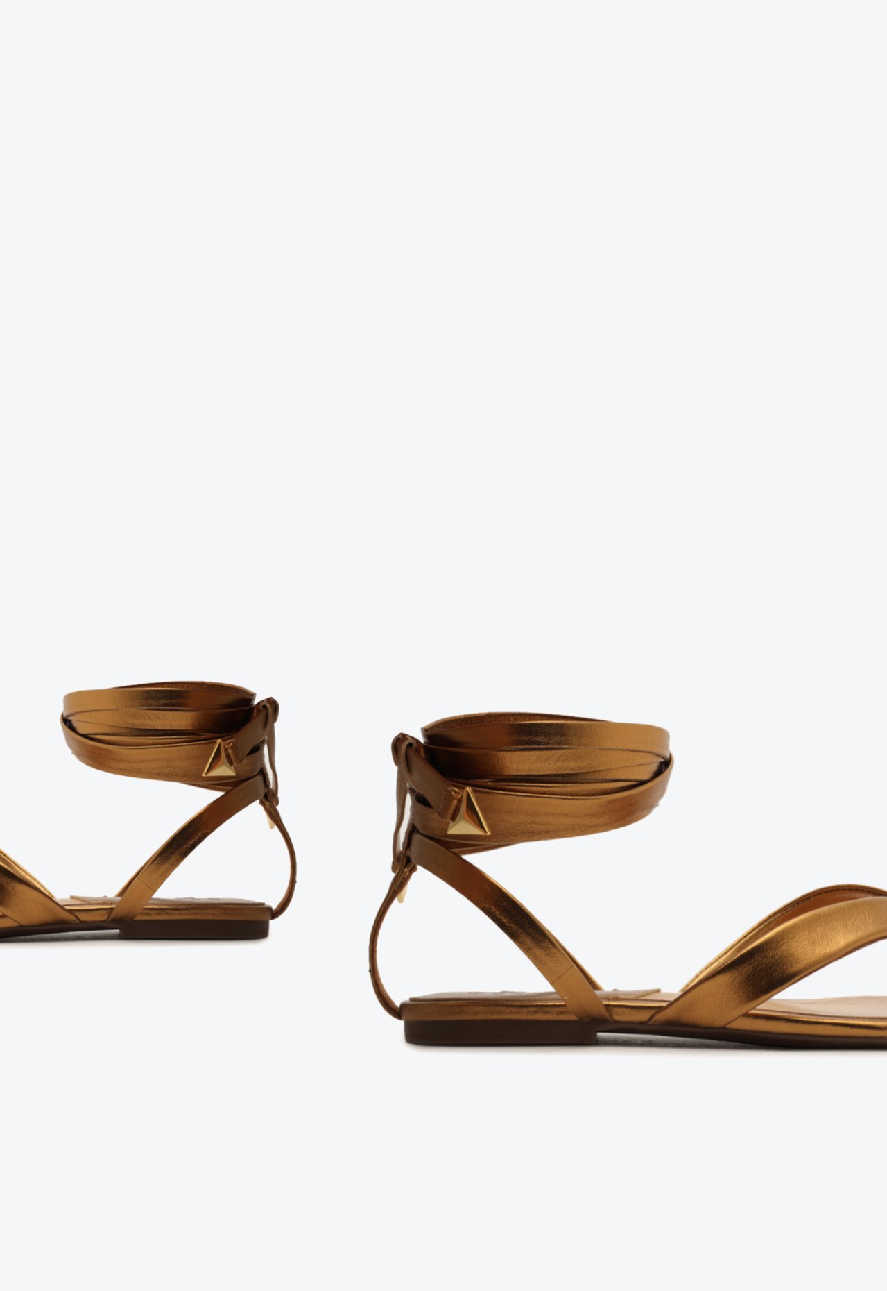 Sandália Rasteira de Amarração Couro Bronze | Schutz