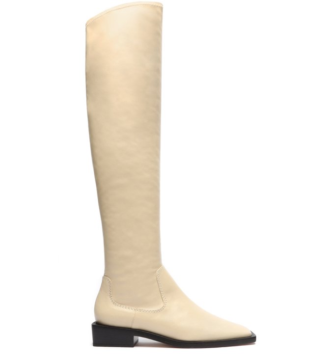 Bota Over The Knee Cano Longo Couro Creme