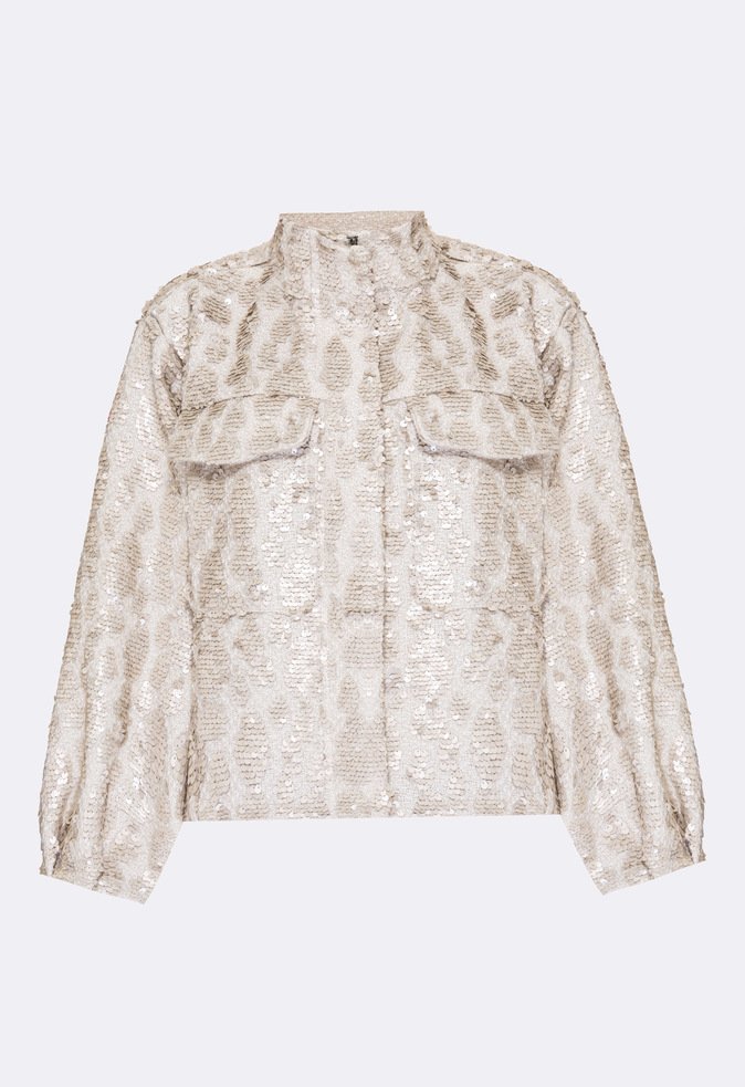 Casaco Tweed Paetê Marie Areia
