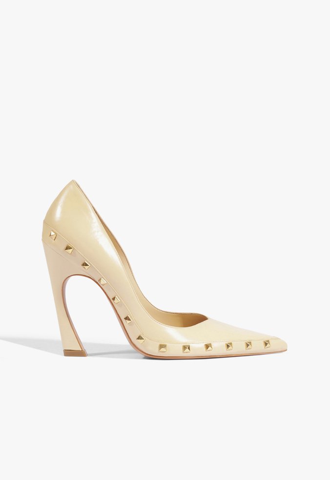 Scarpin Lexi Studs Salto Alto Couro Nude