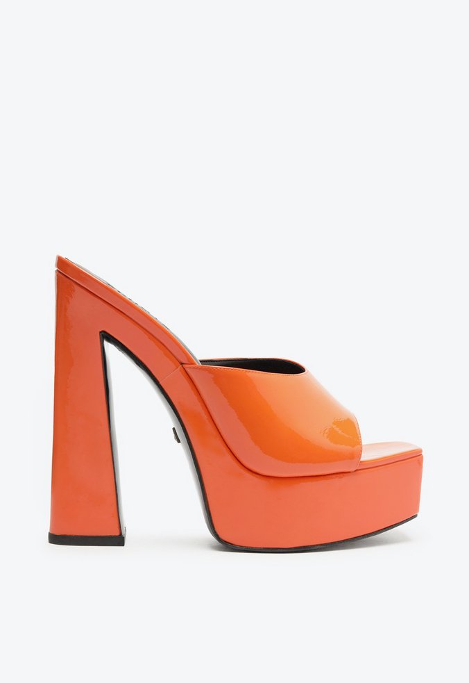 Sapato Mule Plataforma New Wedge Laranja