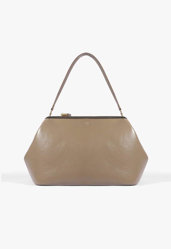 Bolsa Clutch Grande Soho Couro Cinza